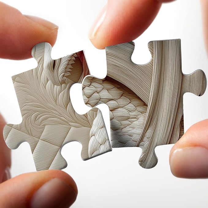 3 D Dragon Puzzles for Adults 1000 Pieces, Beautiful Difficult Animal Quilt Jigsaw Puzzle, Art Challenging Embroidery White Puzzle