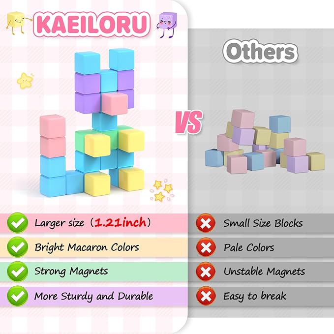 45pcs Magnetic Blocks for Kids Ages 3-5,Magnetic Building Blocks for Toddlers Girl Toys,Creative Sensory Toys 1-3 Magnet Cubes Toys Gifts for 3 4 5 6 7 8 Year Old Boys & Girls Valentines Day Toy