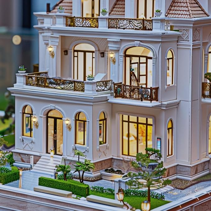 DOITOOL 4Pcs Dollhouse Wall Light Mini Vintage Dollhouse Wall Sconce Lights Decorative Miniature Lamps for DIY Micro Landscape Sand Table Ornaments - Golden