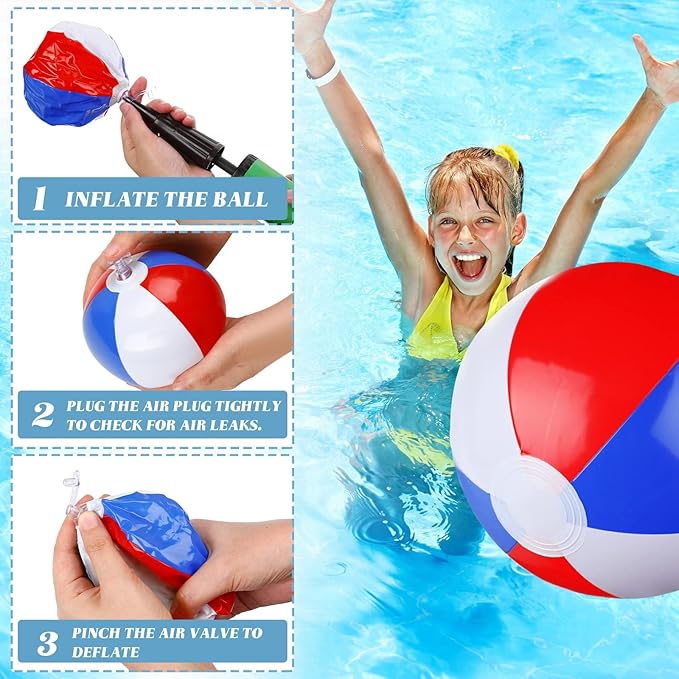 Zhanmai Patriotic Beach Ball Red White and Blue Inflatable Beach Balls 4th of July Party Favors 4-5 Inch 8-12 inch for Independence Day Party Favors for Kids Hawaiian,Summer Pool