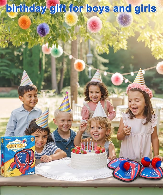 Toss and Catch Game Ball Set Toddler Toys for 3 4 5 6 7 8 Year Old Boys Girls Birthday Gift, Yard Games Pool Outdoor Beach Toys for Kids Ages 4-8 Baseball Glove