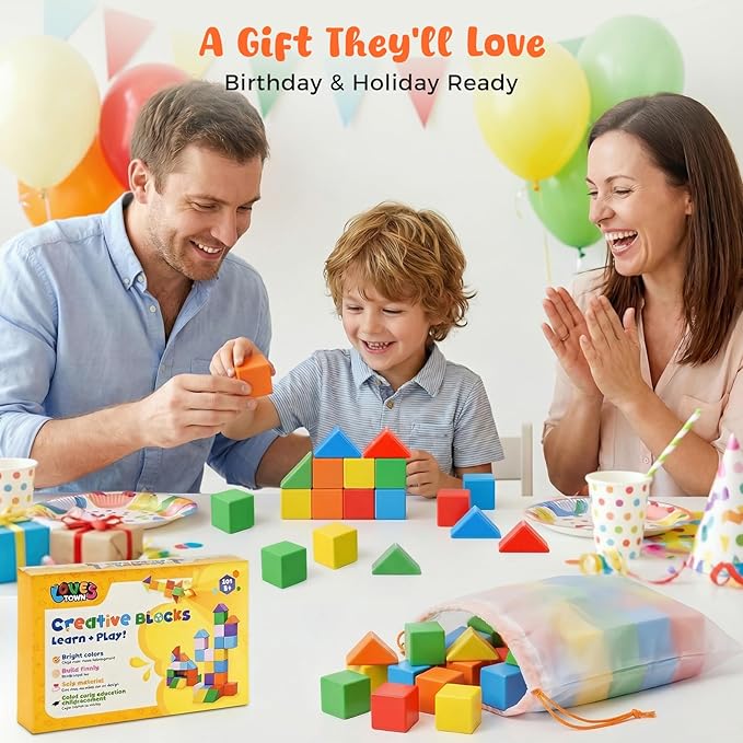 LovesTown 28PCS 1.3 Inch Large Magnetic Blocks for Toddlers Ages 3-6, Magnet Building Cubes Montessori STEM Preschool Toys for Boys & Girls, Sensory Learning Gift for Birthdays & Holidays