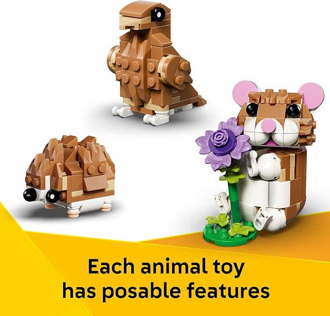LEGO Creator 3 in 1 Cute Hamster with a Flower Building Toy for Girls & Boys, Ages 7+ - Kids Build a Hamster, Hedgehog or Eagle Animal Figure - Gift Idea for Birthdays - 31376