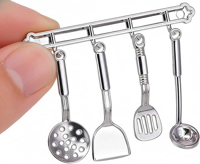 5Pcs 1:12 Scale Dollhouse Kitchen Accessories, Miniature Kitchen Utensils Set, Mini 1/12 Scale Cookware Tools for Dollhouse Kitchen Decor (Cookware)