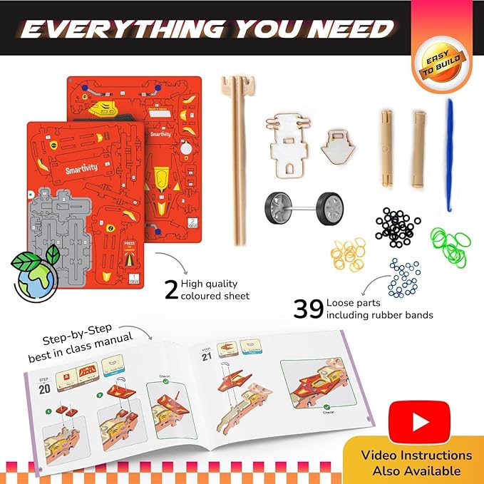 Smartivity DIY Speed CAR Toy for Kids Ages 6-12 | Build Your Own - Formula Racing Car with Launcher | Birthday Gift for Boys and Girls | STEM Learning Car Toys for 6,7,8,9,10,11,12 Years