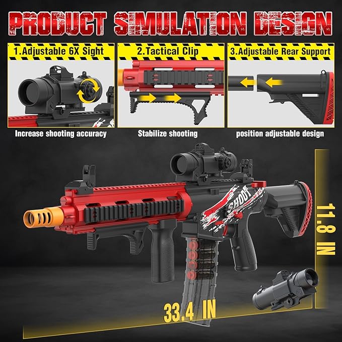 EagleStone Automatic Realistic Toy Gun for Boys, Shell Ejecting Foam Blaster for Kids Ages 8-12,Sniper Rifle,2 Magazines,150 Darts,30 Shells, Electric Machine Guns Toys for Adults Birthday Xmas Gifts