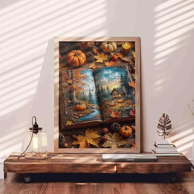 Thanksgiving Jigsaw Puzzle 1000 Pieces Books Theme Puzzles Autumn Fall Puzzle Puzzle Adults Home Decor Gifts Birthday Party Toy for Men Women Living Room Wall Decoration 19.7 x 27.6 in