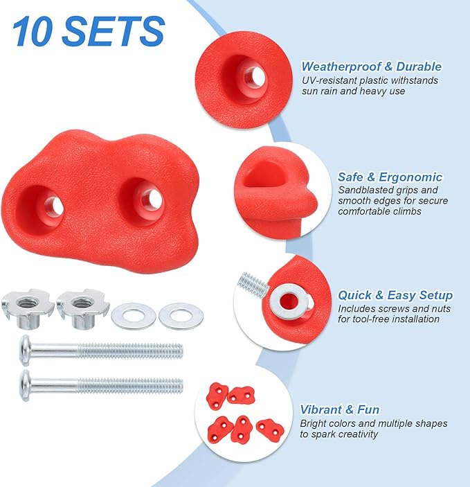 PATIKIL Climbing Rock Wall Grips Play Set Climber Attachments with Double Hole