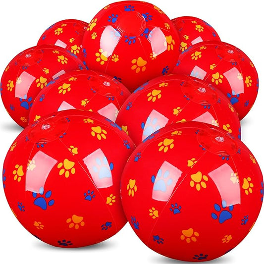 12 Pack Red Dog Paw Themed Beach Ball for Kids 7.87" Bulk for Summer Pool and Beach Game Gifts Red and Dog Birthday Party Supplies and End of the Year Class Party Decorations Favor