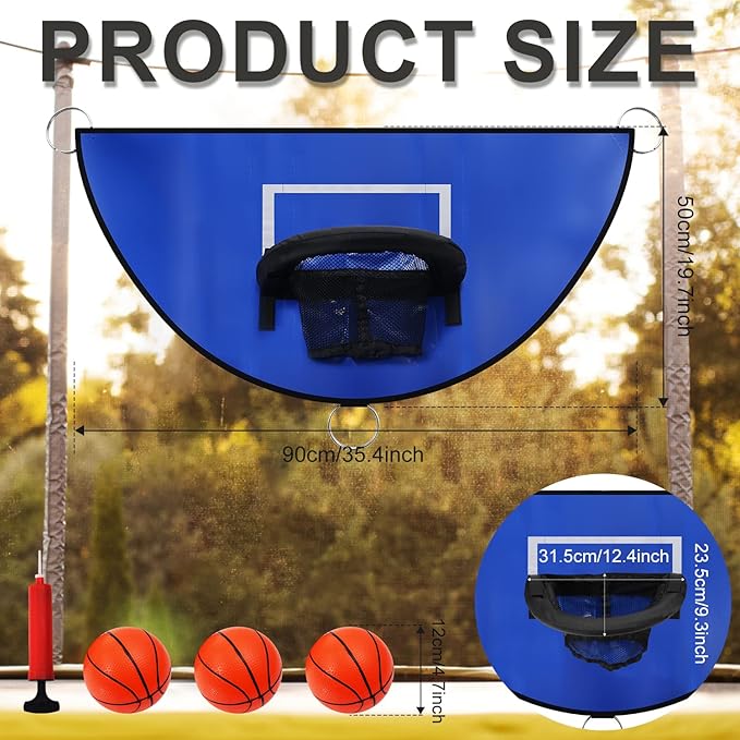 Breakaway Rim Basketball Hoop for Dunking with Mini Basketballs Trampoline Attachment Indoor & Outdoor Use