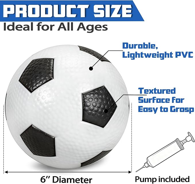 Hymaz 6 Inch Mini Soccer Balls for Kids Toddler, 6 Pack Inflatable Mini Balls with Pump, Small Soccer Ball Easter Birthday Gifts for Boys Girls Indoor Outdoor Sports Games Backyard Party Supplies