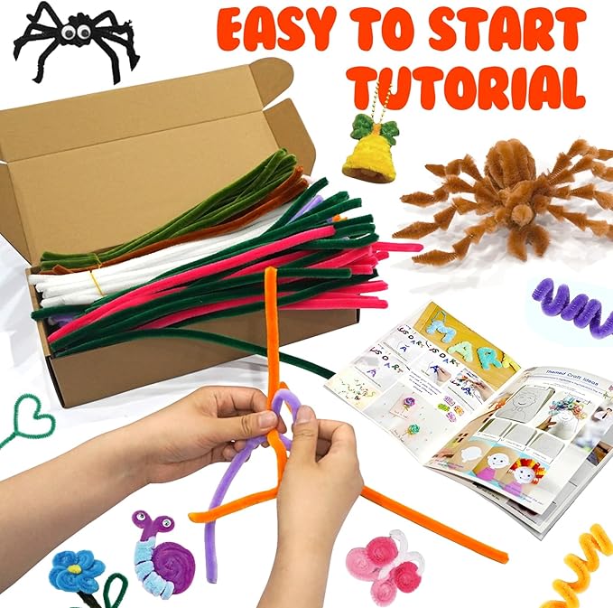 URADIART Pipe Cleaners 450 pcs Assorted Colors Chenille Stems, Pipe Cleaners Crafts, Bulk Pipe Cleaners Craft Supplies for DIY Art Creative School Crafts Decorations (6mm x12 inch) (Multicolored)