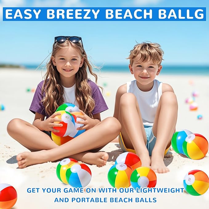 SCIONE 28 Pack Mini Beach Balls Bulk, 5-Inch Inflatable Rainbow Beach Balls for Kids, Ideal for Pool Toys, Beach Theme Party Decorations and Outdoor Games, Hawaiian Tropical Theme Decorations Supplies
