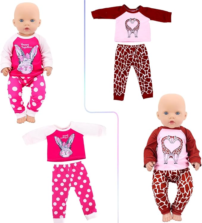ZITA ELEMENT 5 Sets Baby Doll Clothes Outfits Casual Wear for 14-18 Inch Doll, Doll Clothes for Alive Doll 10 Pcs Baby Doll Accessories for Baby Doll Reborn, 18 Inch Girl Doll (No Doll)