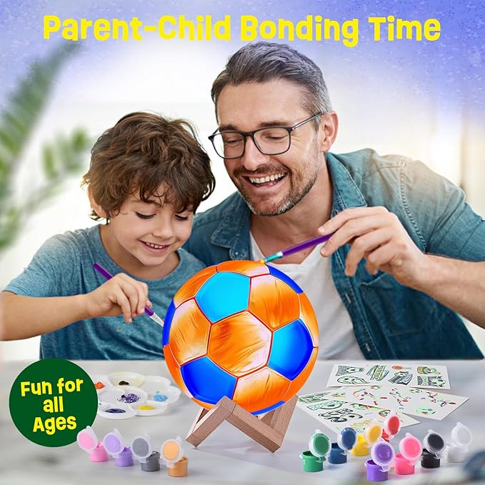 Paint Your Own Soccer Ball Lamp Kit, Soccer Gifts 3D Night Light, Art Supplies Creativity Arts and Crafts for Kids Ages 8-12, Birthday Easter Gifts for Kids Boys Girls Ages 3 4 5 6 7 8 9 10 11 12+
