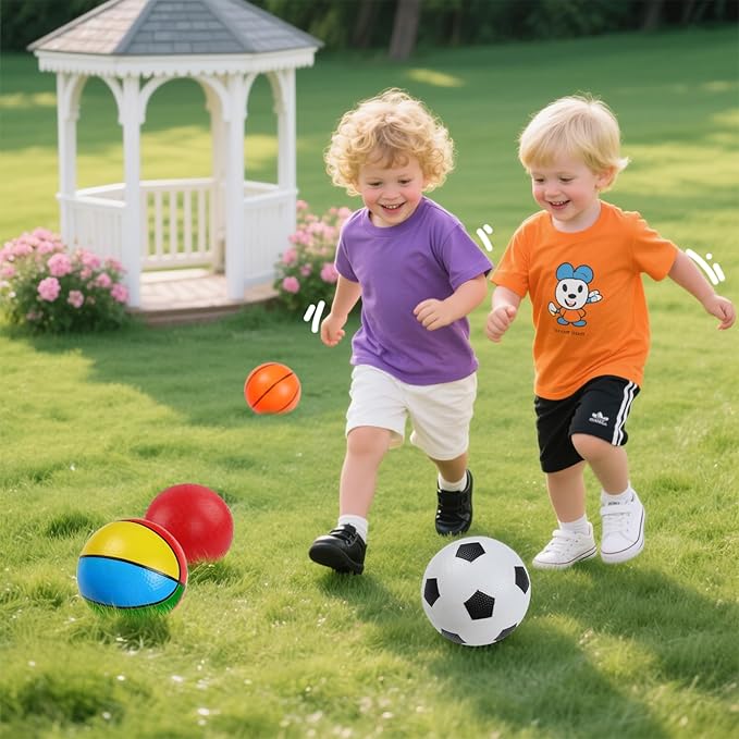 6 Pack Balls for Toddlers 1-3, Sports Balls for Kids & Baby with Pump & Carry Bag, Soft Mini Football, Soccer, Basketball, Baseball, Volleyball, 1 2 3 4 5 6 Year Old Indoor Outdoor Toys Birthday Gift