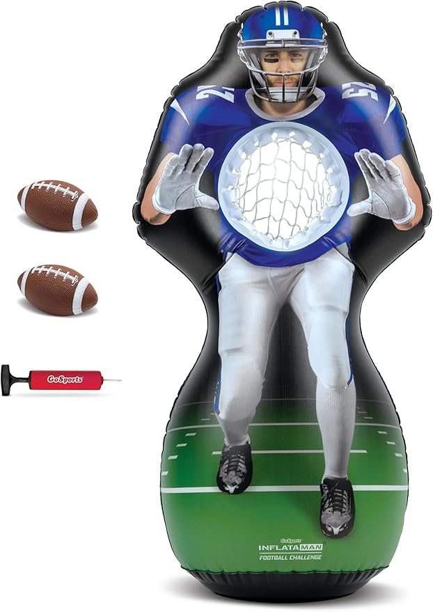 GoSports Football Toss Game for Kids - 4 ft Inflatable Receiver Touchdown Toss Game