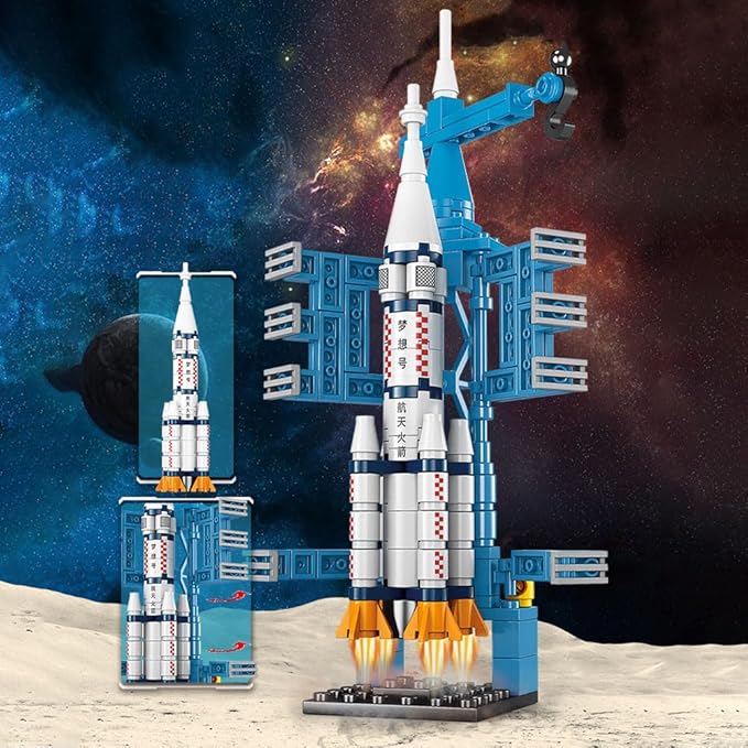 Vilbocr Space Rocket Building Blocks Set - （130-Piece ） STEM Toys for Kids Ages 6-12, Creative DIY Astronaut Adventure Kit, Cool Birthday Gifts for Boys & Girls