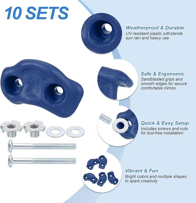 PATIKIL Climbing Rock Wall Grips Play Set Climber Attachments with Double Hole for Playground Accessory Indoor Outdoor