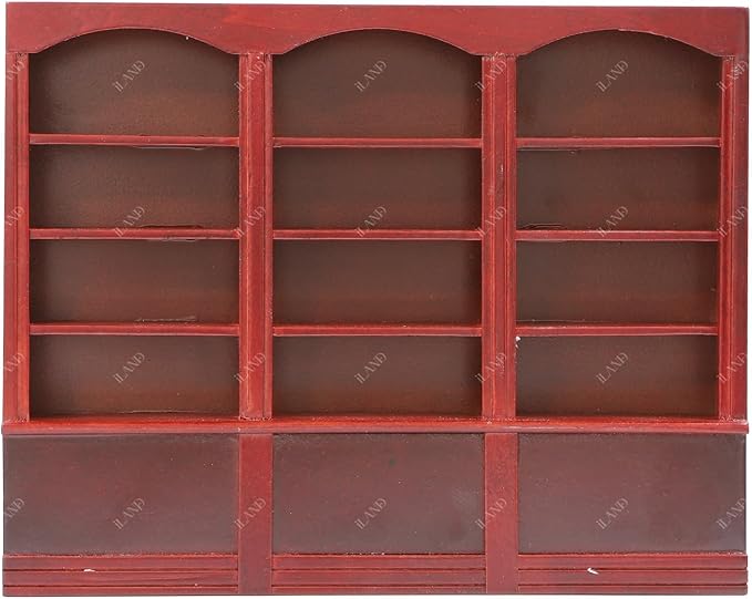 iLAND Dollhouse Bookshelf 1/12 Scale Dollhouse Furniture Mini Wooden Bookshelf for Miniature Books Mini Bookcase 1/12 Scale Accessories Mini Library Doll House Living Room Books Shelf Miniature Gifts