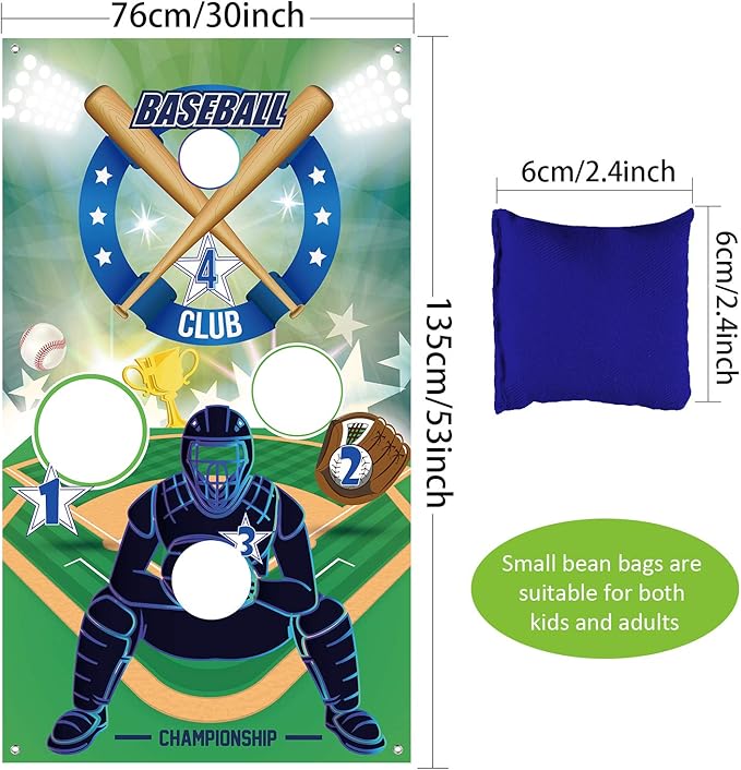 Baseball Toss Games with 3 Bean Bags, Indoor Outdoor Bean Bag Toss Game for Children and Adults Sport Theme Party Decorations Supplies