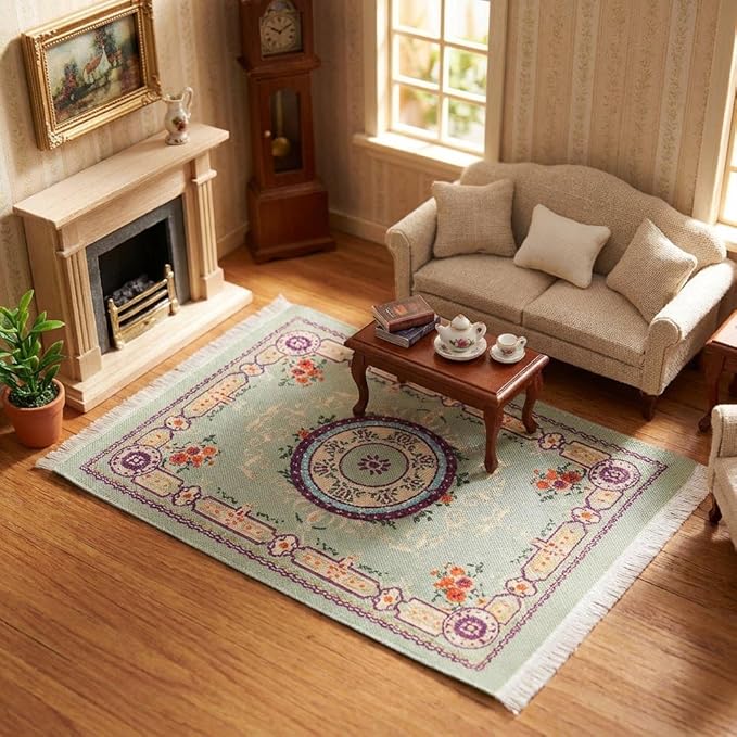 LUOZZY 6Pcs Miniature Carpet Miniature Dollhouse Accessories Dollhouse Rugs Vintage Style Flooring Mini Furniture Decoration Doll House Supply