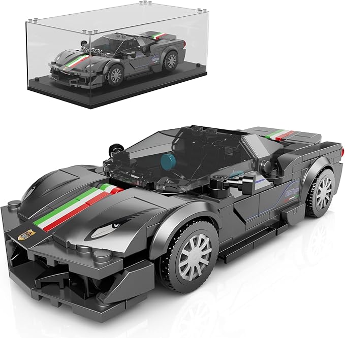 Mould King Car Building Toys with Acrylic Display Case, Model Race Car Toy Building Blocks Kit, Collectible Racing Vehicle Set for Kids Age 8+ Teens Adults, 358 Pieces