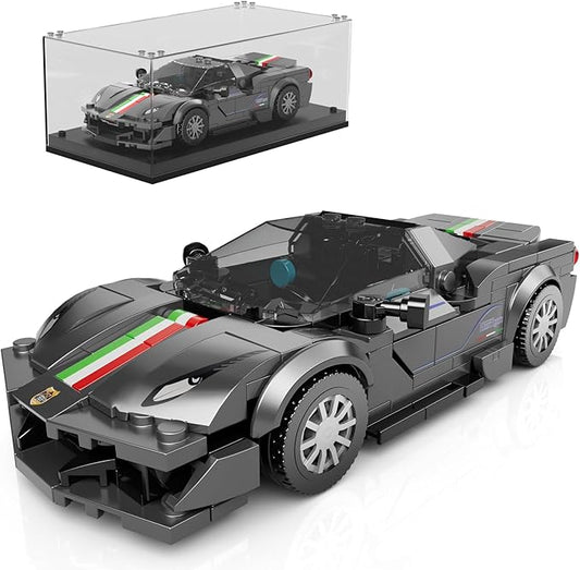 Mould King Car Building Toys with Acrylic Display Case, Model Race Car Toy Building Blocks Kit, Collectible Racing Vehicle Set for Kids Age 8+ Teens Adults, 358 Pieces