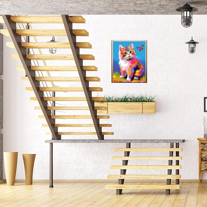 Paint by Numbers DIY Acrylic Painting Kit for Kids & Adults Beginner – 16" Wx20 L Colorful Cute Cat Pattern