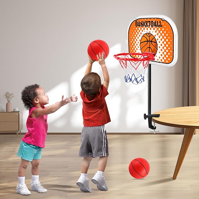 Indoor Basketball Hoop,Mini Tabletop Basketball Hoop Set with Two Balls, Mini Hoops for Desk Table Bed Office Bedroom Basketball Toys for Kids and Adults