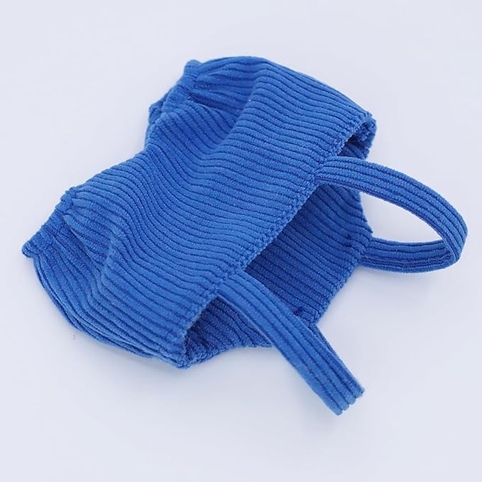 Etistta 6.7 inch Doll Clothes with Hat, Corduroy Bib Pants Overalls for 17cm Doll Accessories Outfits (Blue)