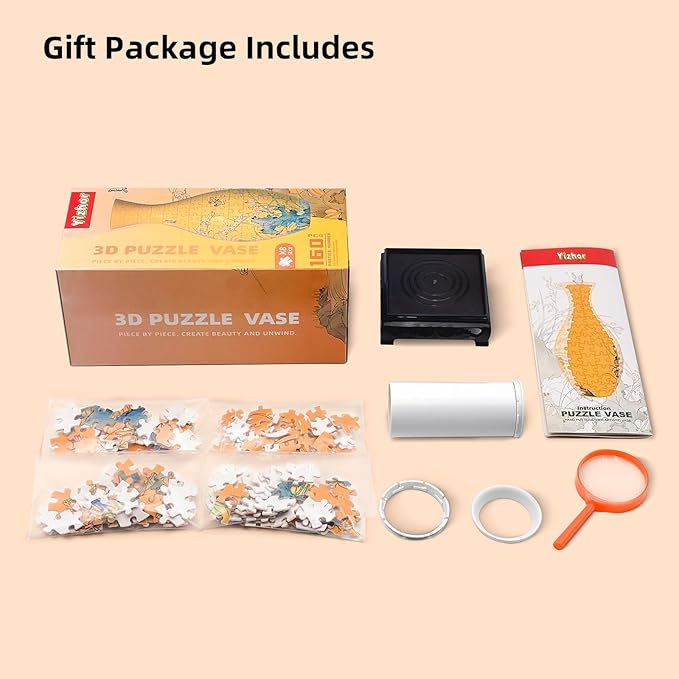 3D Puzzle Vase for Adults, 160 Piece Unique Flower Vase, Crafts for Adults, Home Decor Gift for Flower Arrangements (Orchid)