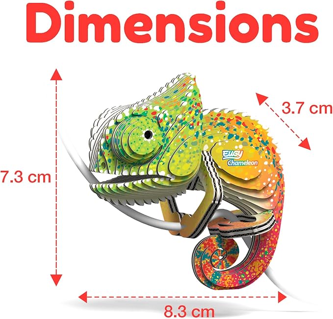 Eugy Chameleon 3D Puzzle - 31 Piece Eco-Friendly Educational Toy Puzzle for Boys, Girls & Kids Ages 6+