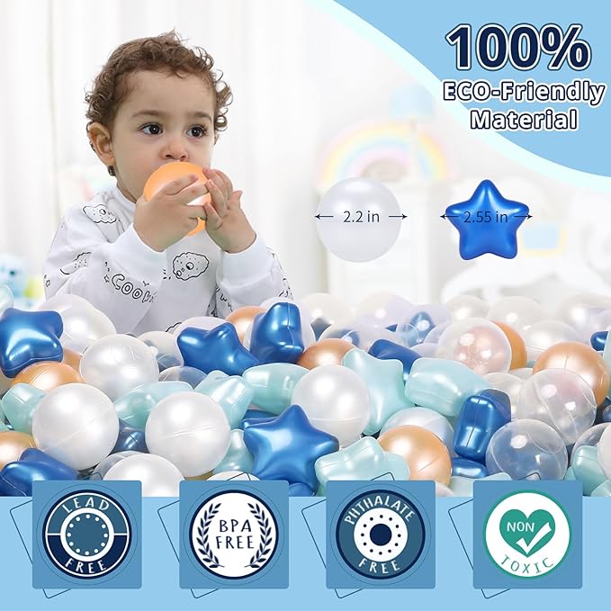 STARBOLO Ball Pit Balls - 100pcs Crush Proof Plastic Star Balls Children's Toy Balls Macaron Ocean Ball for Birthday Party Tent Games Pool
