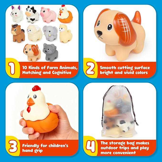 Montessori Farm Animals for Toddlers 18+Month,Early Educational Little People Animals Figurines Learning Fine Motor Matching Games Easter Basket Stuffers Gift for Boys Girls