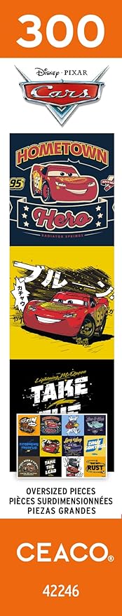 Ceaco - Disney - Pixar - Cars - Grand Prix - Large Piece Jigsaw Puzzle for Adults - Challenging Puzzle Perfect for Game Nights - Finished Size is 21.25 x 15.00
