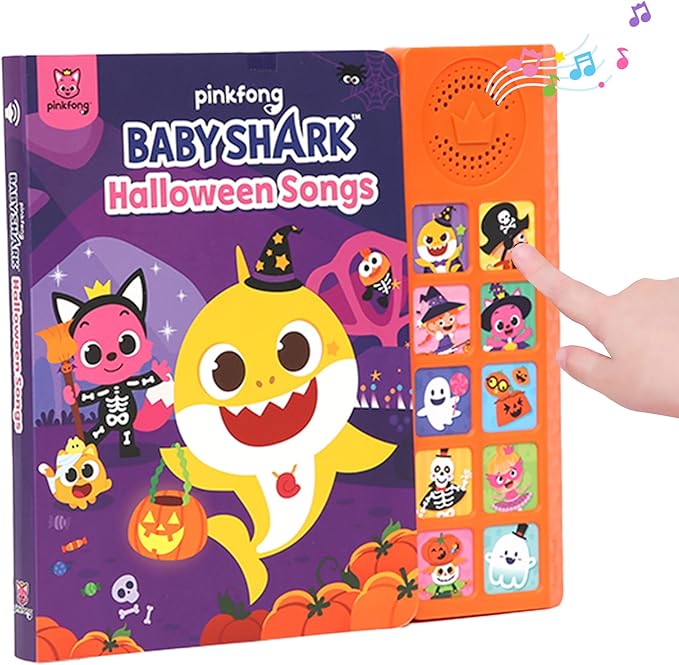 Baby Shark Halloween Songs Musical Sound Book for Toddlers 1–3 | 10 Buttons, 10 Songs Interactive Learning Toy by Pinkfong