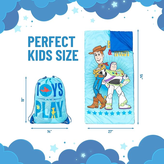 Jay Franco Disney Toy Story Slumber Sack - Cozy & Warm Kids Lightweight Slumber Bag - Featuring Woody and Buzz Lightyear (Official Disney Pixar Product)