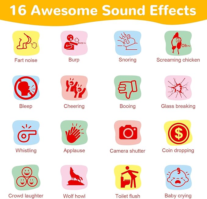 Sound Effects Machine - 16 Hilarious Sound Buttons for Kids - Easter Basket Stuffers for Teen Boys & Girls - Funny Cool Gag Gifts for Kids Birthday Gift for 4 5 6 7 8 Year Old Boy