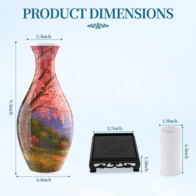 3D Puzzles Vase for Adults, Crafts for Adults, 160 Pieces Plastic DIY Unique Flower Vase with LED Light House Warming Gift Birthday Gifts for Flower Arrangements and Home Decor (Cherry Blossoms)