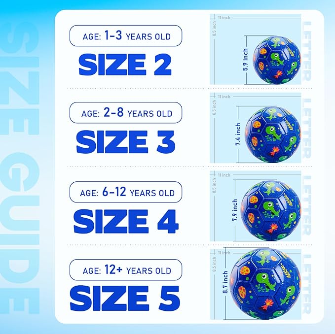 U&C Planet Soccer Ball Size 2 Size 3 Size 4 for Toddler Kids with Pump Deflated, Cartoon Unicorn Dinosaur Soccer Ball Toy for Girls Boys 1-3 2-8 6-12