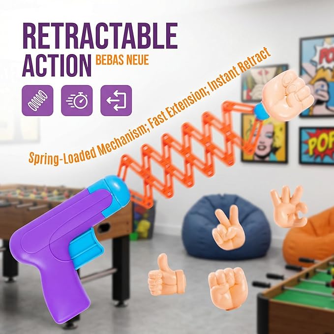 VOSAREA Retractable Fist Hand Prank Prop Plastic Spring Fist Shooter Extendable Arm Grabber Fists Reacher 4 Gestures Shooters Retractable Party Trick Prop for Halloween Chirstmas Party