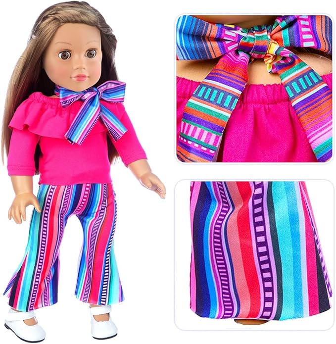 ZITA ELEMENT 11 Pcs American Doll Clothes Dress and Accessories for 18 inch Doll - 5 Sets Outfits + 2 Pairs Random Style Shoes