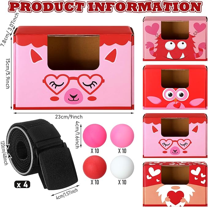 4 Sets Valentine Games Swing Shaking Balls Game Set Pink Red Novelty Twerk Game 40 Balls, Ribbon, Cardboard Boxes Fun Galentines Games for Women Adult Family Large Group Indoor Outdoor