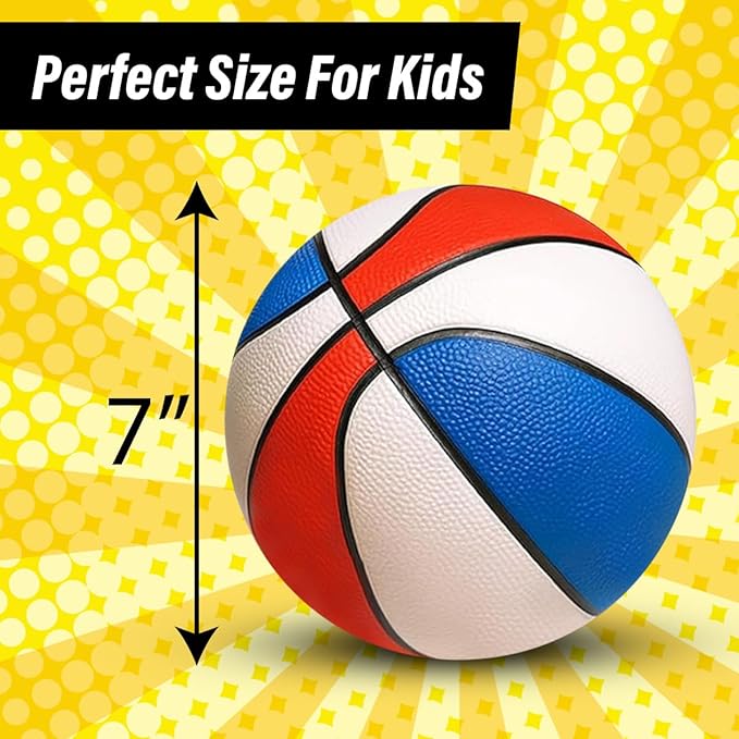 Mini Basketball (5 Pack) - 7 inch Small Basketball for Kids - Indoor Outdoor Game Balls - Free Pump Included