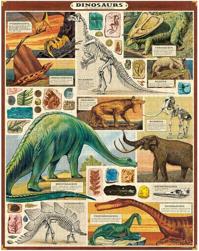 Cavallini & Co. Flora Dinosaurs Puzzle- 1000 Pieces