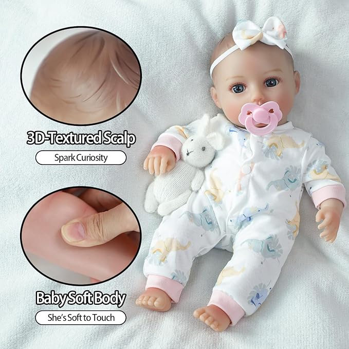 SCOM Realistic Baby Doll Girl - 16 inch Soft Body Baby Dolls with Accessories, Real Life Cute Toddler, Lifelike First Doll with Vinyl Body for Kids 3 4 5 6 + Year Old Gifts Hispanic