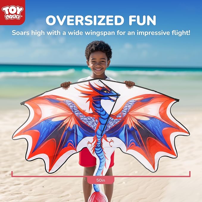 TOY Life 48.4'' Large Kites Easy to Fly for Kids Adults with 328.1 FT String, Beach Kite Outdoor Game Outside Toys Activity Summer Toys for Kids