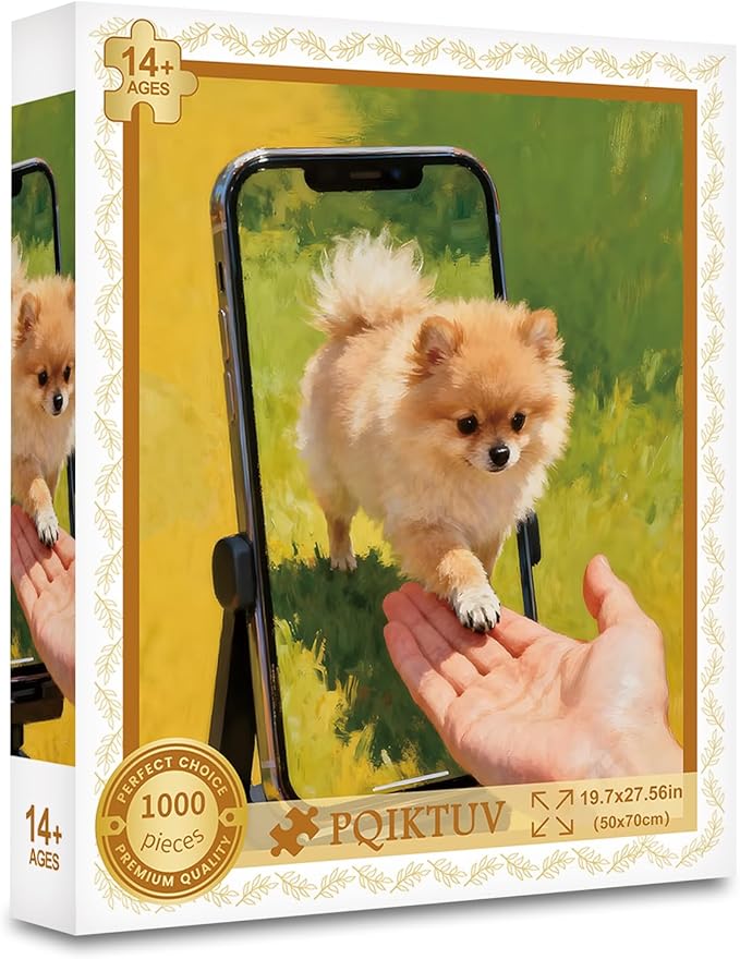 1000 piece Puzzle for Adults with Letters on Back Cute Puppy Jigsaw Puzzle Impossible Puzzles Family Decoration Puzzle Challenging Puzzles (27.56x19.7 Inch)
