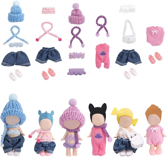 6 Sets Doll Clothes for 7.62cm/3 Inches, Adorable Mini Clothes Set Funny Doll Outfits Costume Accessories Suitable for Dressing and Displaying